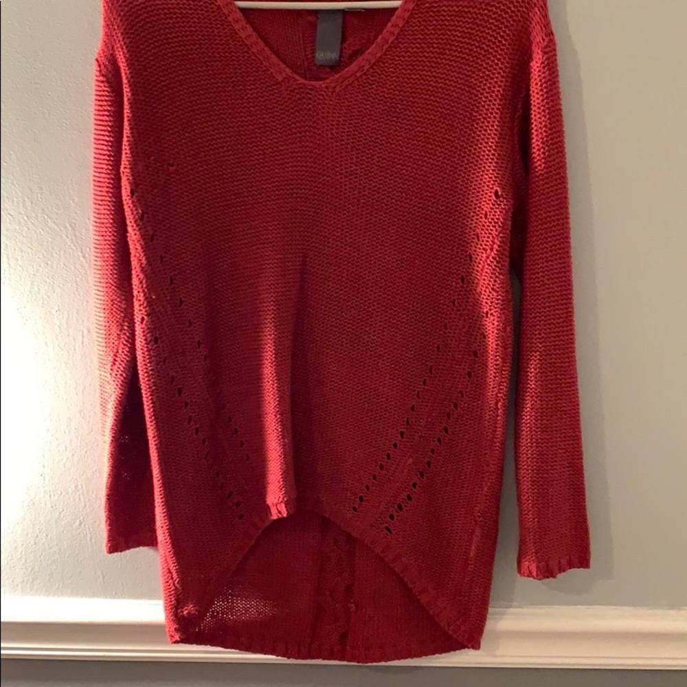 pink v neck sweater